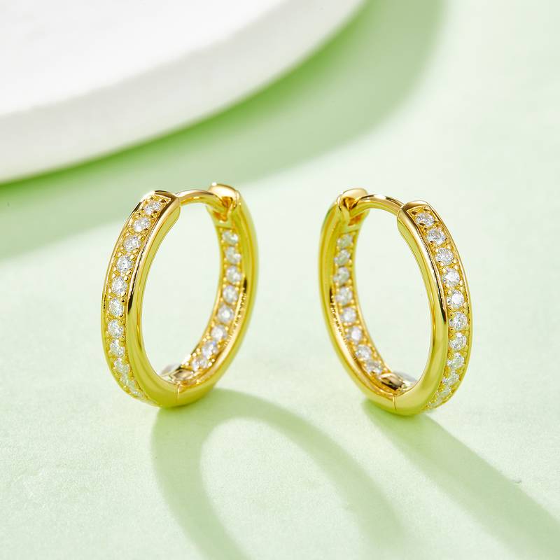 单排对半耳环S925银Moissanite厘石D级0.32ct